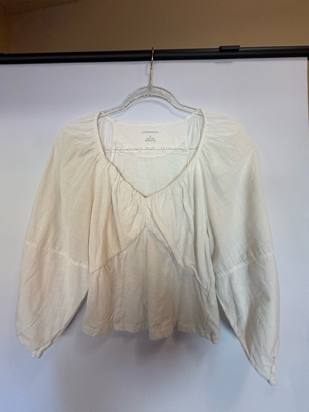 Anthologies Lightweight Cream Peasant Blouse - Women's Top